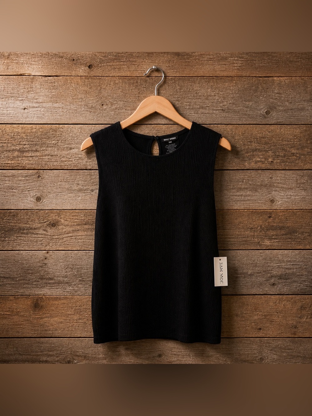 NWT Nine West 3x Sleeveless Black Polyester Keyhole Back Blouse